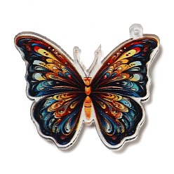 Butterfly Acrylic Pendants, Animals, Butterfly, 31x32x2mm, Hole: 1.2mm