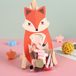 Fox Plastic Candy Bags, Gift Cookies Bags, for Party Favors, with Paper Animal Card, Fox Pattern, Card: 15x6cm, bag: 130x60mm, 10sets/bag