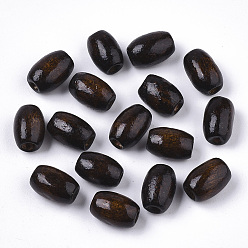 Coconut Brown Spray Painted Natural Maple Wood Beads, Barrel, Coconut Brown, 12x8mm, Hole: 3mm, about 4000pcs/1000g