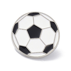 Platinum Football Alloy Enamel Brooch, Enamel Pin, White & Black, Platinum, 26x10mm