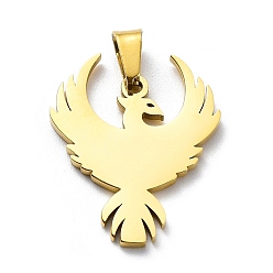 Golden 304 Stainless Steel Pendants, Eagle Charm, Golden, 22x18x1.4mm, Hole: 5.5x3mm
