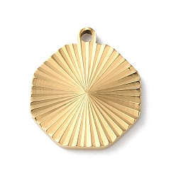 Golden Ion Plating(IP) 304 Stainless Steel Pendants, Octagon Charm, Golden, 20x17.5x1.9mm, Hole: 1.6mm
