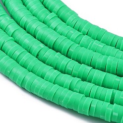 Spring Green Flat Round Handmade Polymer Clay Bead Spacers, Spring Green, 4x1mm, Hole: 1mm, about 380~400pcs/strand, 17.7 inch