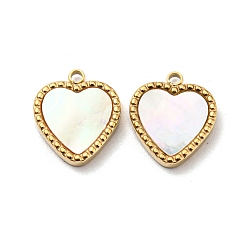 Real 14K Gold Plated 304 Stainless Steel Pave Shell Heart Charms, Real 14K Gold Plated, 14x12x2.5mm, Hole: 1.6mm