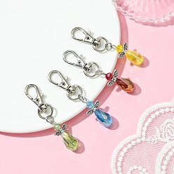 (52) Непрозрачная лаванда Украшение подвески из стекла и сплава «ангел», с поворотными застежками сплава, разноцветные, 62 мм, 4 шт / комплект