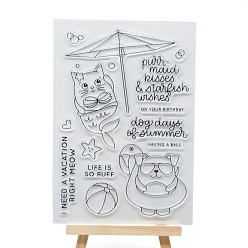 Cat Shape Clear Plastic Stamps, for DIY Scrapbooking, Photo Album Decorative, Cards Making, Cat Shape, 160x110mm