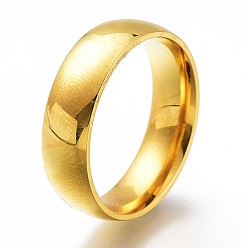 Golden 304 Stainless Steel Finger Rings, Plain Band Rings, Golden, US Size 6~9, Inner Diameter: 16~19mm
