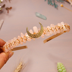 Розовый Кварц Резинки для волос из натурального розового кварца, корона для волос, для женщин девушек, 200x150x8 мм