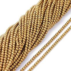 Golden Plated Electroplate Glass Beads Strands, Full Plated, Round, Golden Plated, 2.5mm, Hole: 0.7mm, about 177pcs/Strand, 14.09 inch(35.8cm)