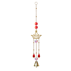 Crown Glass Pendant Decoration, Suncatchers, Brass & Iron Windchimes, Crown Pattern, 280mm