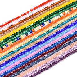 Mixed Color Glass Beads Strands, Imitation Quartz, Faceted, Round, Mixed Color, 2mm, Hole: 0.5mm,  about 175pcs/strand, 14.9 inch(38cm)