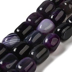 Indigo Natural Agate Beads Strands, Dyed & Heated, Column, Indigo, 15~16x11.5~13x11~13mm, Hole: 1.6mm, about 12pcs/strand, 7.17~7.28''(18.2~18.5cm)