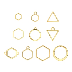 Golden 10Pcs Alloy Open Back Bezel Pendants and Links, Filling Accessories, for Epoxy Resin, Resin Jewelry Making, Mixed Shapes, Golden, 10~22x10~22mm