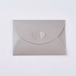 Silver Retro Colored Pearl Blank Mini Paper Envelopes, Wedding Party Invitation Envelope, DIY Gift Envelope, Heart Closure Envelopes, Rectangle, Silver, 7.2x10.5cm