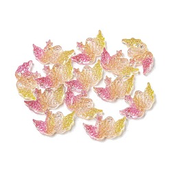 Camellia Luminous Transparent Resin Decoden Cabochons, Glow in the Dark Swan with Glitter Powder, Camellia, 7x11.5x2mm