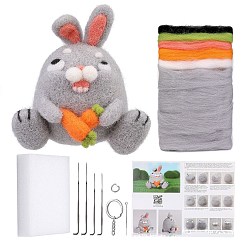 Кролик Брелок с животными своими руками, набор для валяния иглой, для брелка, кролик, 65x50 мм