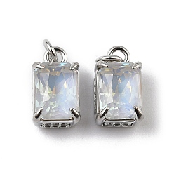 Прозрачный Подвески из латуни с микропаве из кубического циркония и стеклянным кристаллом, прямоугольные, стойки покрытие, долговечный, без свинца и без кадмия, с целью перехода в кольце, прозрачные, 11x7x6 мм, отверстие : 2 мм