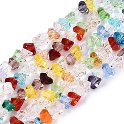 Разноцветный Прозрачные стеклянные бусины, треугольные, граненые, красочный, 2~2.5x3.5~4x3.5~4 мм, отверстие : 0.8 мм, около 126~132 шт / нитка, 13.78~14.96'' (35~38 см)