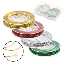 Mixed Color 4 Rolls 4 Colors Braided Non-Elastic Beading Thread, Metallic Cor for Christmas Party Decor, Mixed Color, 0.6mm, about 10.93 yards(10m)/roll, 1 roll/color