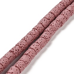 Розово-Коричневый Бусы из натуральной лавы, колонка, окрашенные, розово-коричневый, 6~6.5x6~6.5 мм, отверстие : 1.4 мм, около 62 шт / нитка, 15.75 дюйм (40 см)