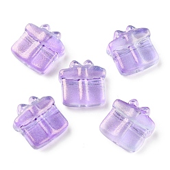 Сливовый Прозрачные стеклянные бусины, с блеском порошок, подарочная коробка, слива, 13.5~14x13.5x7 мм, отверстие : 1 мм