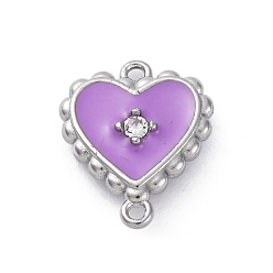 Средняя Орхидея 304 подвески-сердечки из нержавеющей стали с эмалью, цвет нержавеющей стали, средне орхидеи, 13x11.5x3 мм, отверстие : 1 мм