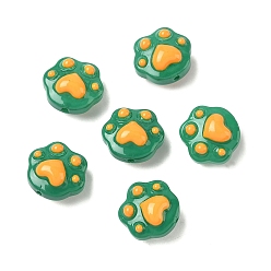 Зеленый Стеклянные эмалевые бусины ручной работы, отпечаток лапы, окрашенная и подогревом, зелёные, 13.5x15x9~9.5 мм, отверстие : 1 мм