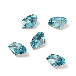 Cadet Blue Cubic Zirconia Cabochons, Pointed Back & Back Plated, Triangle, Aquamarine, 6.4x10x3.5mm