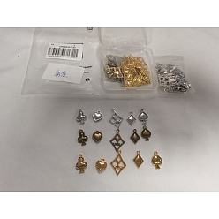 (52) Непрозрачная лаванда 120 шт 15 стили подвески из сплава в тибетском стиле, игральная карта, разноцветные, 14.5~27.5x11.5~17.5x1.5~3 мм, отверстие : 1.6~2 мм, 8 шт / стиль