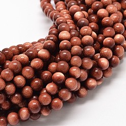 Goldstone Synthetic Goldstone Round Bead Strands, 8mm, Hole: 1mm, about 48pcs/strand, 13.97~14.56 inch(35.5~37cm)
