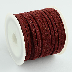 Dark Red Faux Suede Cord, Faux Suede Lace, Dark Red, 3x1.5mm, about 5.46 yards(5m)/roll, 25rolls/bag