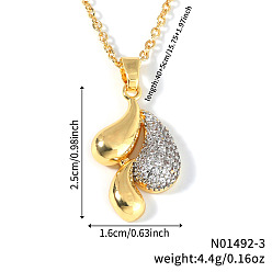 Золотой Модное латунное ожерелье с кубическим цирконием, идеальный подарок на день святого валентина, teardorp, золотые, 15.75 дюйм (40 см).