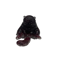 Garnet Resin Cat Figurines, with Natural Garnet Chips inside Statues for Home Office Decorations, 25x30x30mm