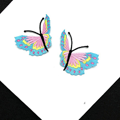 Dark Turquoise Butterfly Shape Computerized Embroidery Cloth Iron on/Sew on Patches, Costume Accessories, Dark Turquoise, 70x55mm