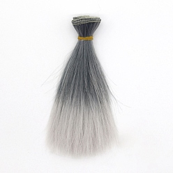 Dark Gray High Temperature Fiber Long Straight Ombre Hairstyle Doll Wig Hair, for DIY Girl BJD Makings Accessories, Dark Gray, 5.91 inch(15cm)