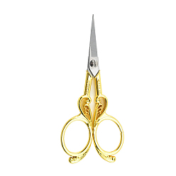 Golden Stainless Steel Scissors, Alloy Handle, Embroidery Scissors, Sewing Scissors, Golden, 115x48mm