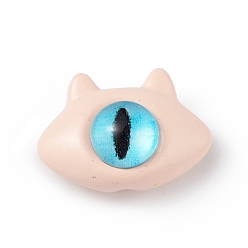 Bisque Spray Painted Alloy Beads, with Glass Eye, Cat Head, Bisque, 10.5x15x7mm, Hole: 1.5mm