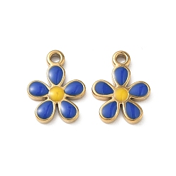 Синий 304 нержавеющей стальной эмали подвески, , реальный 18 k позолоченный, ионное покрытие (ip), синие, 17x13x2.5 мм, отверстие : 1.8 мм