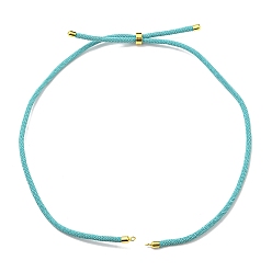 Dark Turquoise Nylon Cords Necklace Making, with Golden Brass Findings, Long-Lasting Plated, Dark Turquoise, 22~22.8 inch(56~58cm), Hole: 1.7mm