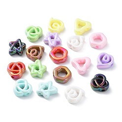 Mixed Color UV Plating Rainbow Iridescent Acrylic Beads, Mixed Shapes, Mixed Color, 17~18.5x16~19x6.5mm, Hole: 2.7~3mm