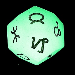 Luminous Stone Natural Luminous Stone Classical 12-Sided Polyhedral Dice, Engrave Twelve Constellations Divination Game Toy, 20x20mm