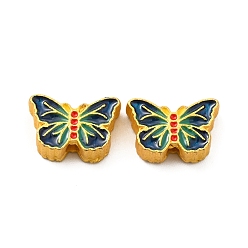Matte Gold Color Alloy Enamel Beads, Lead Free & Cadmium Free, Butterfly, Matte Gold Color, 8.5x12.8x3.8mm, Hole: 1.8mm
