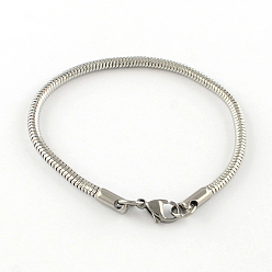 Stainless Steel Color 304 Stainless Steel European Style Bracelets for Jewelry Making, Stainless Steel Color, 185x2.4mm