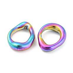 Rainbow Color 304 нержавеющей стали связывающий кольца, неправильный овал, Радуга цветов, 17x13x4 мм, внутренний диаметр: 10x8.5 мм
