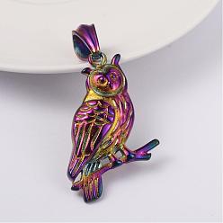 Other Color 316L Surgical Stainless Steel Pendants, Owl, 44x30x6mm, Hole: 7x12mm