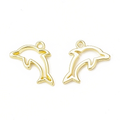 Light Gold Rack Plating Alloy Dolphin Open Back Bezel Charms, For DIY UV Resin, Epoxy Resin, Pressed Flower Jewelry, Cadmium Free & Nickel Free & Lead Free, Light Gold, 14x22.5x2mm, Hole: 2mm