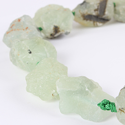 Prehnite Natural Gemstone Prehnite Rough Nuggets Bead Strands, 13~40x10~26x10~23mm, Hole: 2mm, about 14~19pcs/strand, 16.54 inch