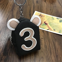 Noir PU portefeuilles en cuir, sac avec numéro, noir, 10x7x4 cm