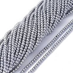 Platinum Plated Electroplate Glass Beads Strands, Full Plated, Round, Platinum Plated, 2.5mm, Hole: 0.7mm, about 177pcs/Strand, 14.09 inch(35.8cm)