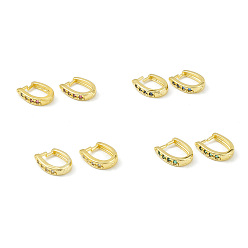 Mixed Color Rack Plating Brass Pave Cubic Zirconia Snap on Bails, Cadmium Free & Lead Free, Real 18K Gold Plated, Mixed Color, 11.5x9.5x2.5mm, Pin: 0.9mm